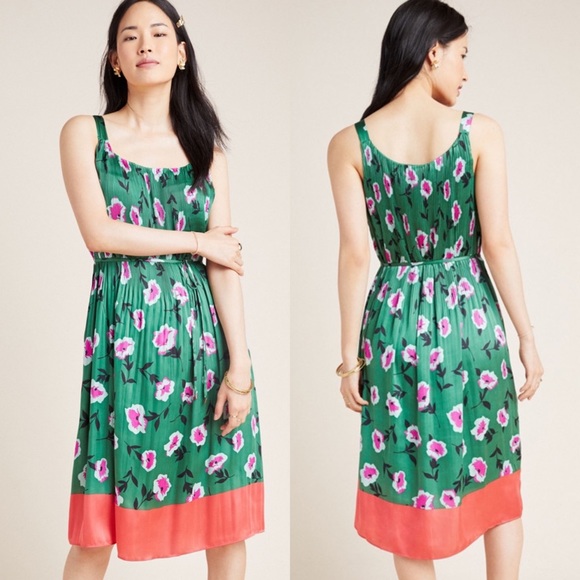 RARE Anthropologie Mireille Pleated Midi Dress - Picture 2 of 13